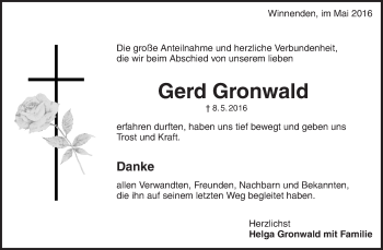 Traueranzeige von Gerd Gronwald von Waiblinger Kreiszeitung