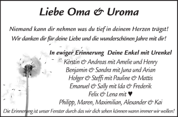 Traueranzeige von Oma und Uroma  von Waiblinger Kreiszeitung