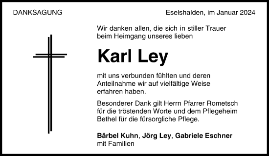 Traueranzeige von Karl Ley von Waiblinger Kreiszeitung
