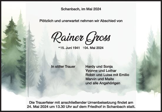 Traueranzeige von Rainer Gross von Waiblinger Kreiszeitung