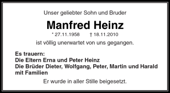 Traueranzeige von Manfred Heinz von Kreiszeitung Waiblingen