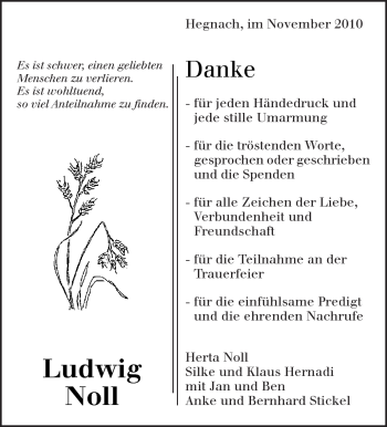 Traueranzeige von Ludwig Noll von Kreiszeitung Waiblingen