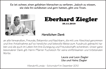 Traueranzeige von Eberhard Ziegler von Kreiszeitung Waiblingen