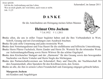 Traueranzeige von Helmut Otto Jochem von Kreiszeitung Waiblingen