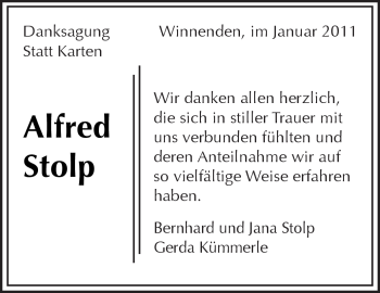 Traueranzeige von Alfred Stolp von Kreiszeitung Waiblingen