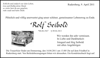 Traueranzeige von Rolf Seibold von Kreiszeitung Waiblingen