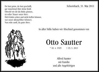 Traueranzeige von Otto Sauer von Kreiszeitung Waiblingen