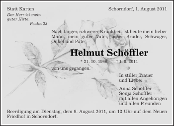Traueranzeige von Helmut Schöffler von Kreiszeitung Waiblingen