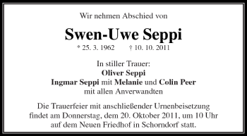 Traueranzeige von Swen-Uwe Seppi von Kreiszeitung Waiblingen