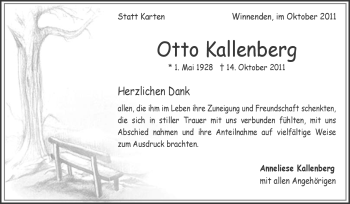 Traueranzeige von Otto Kallenberg von Kreiszeitung Waiblingen