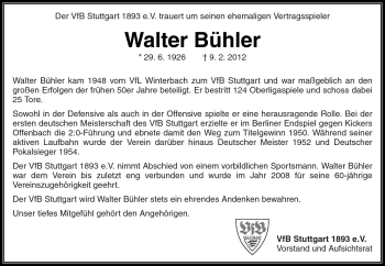 Traueranzeige von Walter Bühler von Kreiszeitung Waiblingen
