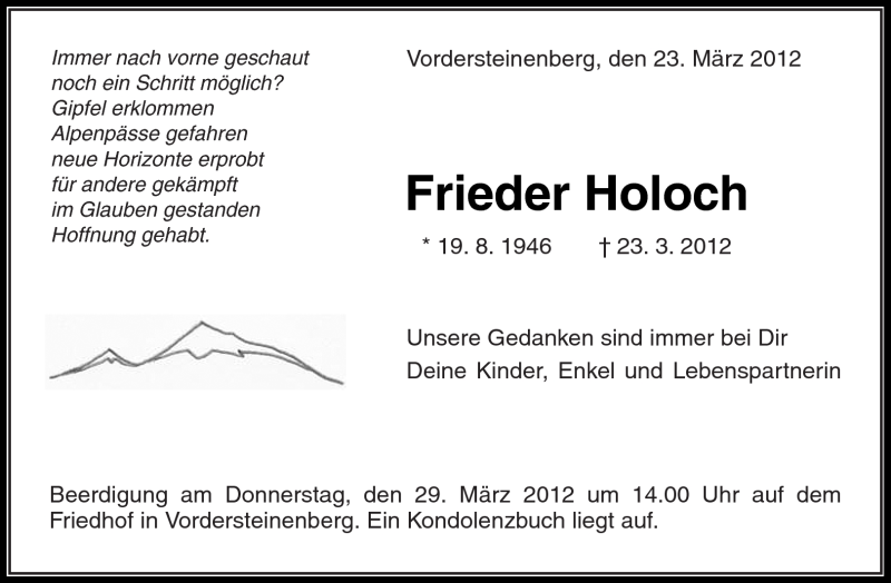 Traueranzeige für Frieder Holoch vom 27.03.2012 aus Kreiszeitung Waiblingen