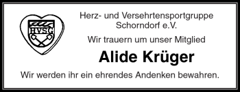 Traueranzeige von Alide Krüger von Kreiszeitung Waiblingen