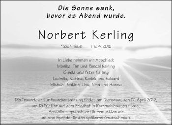 Traueranzeige von Norbert Kerling von Kreiszeitung Waiblingen