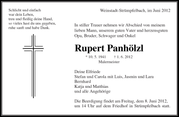 Traueranzeige von Rupert Panhölzl von Kreiszeitung Waiblingen