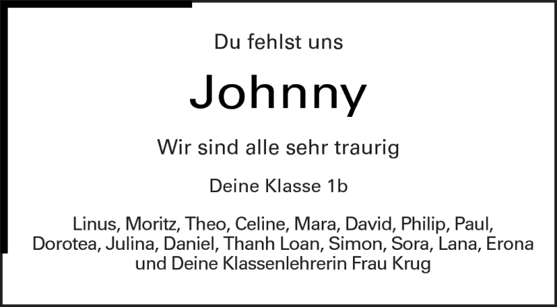  Traueranzeige für Johnny Erhardt vom 23.06.2012 aus Kreiszeitung Waiblingen