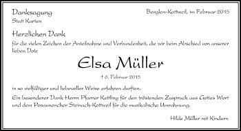 Traueranzeige von Elsa Müller von Waiblinger Kreiszeitung