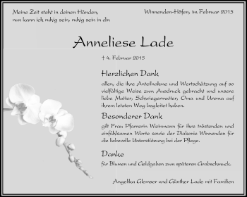 Traueranzeige von Anneliese Lade von Waiblinger Kreiszeitung