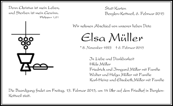 Traueranzeige von Elsa Müller von Waiblinger Kreiszeitung