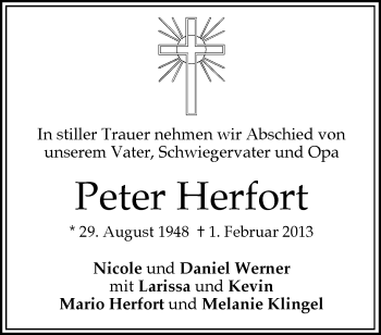 Traueranzeige von Peter Herfort von Waiblinger Kreiszeitung