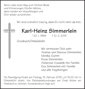 Traueranzeige von Karl-Heinz Simmerlein von Waiblinger Kreiszeitung