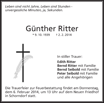 Traueranzeige von Günther Ritter von Waiblinger Kreiszeitung