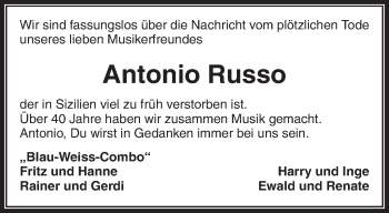 Traueranzeige von Antonio Russo von Waiblinger Kreiszeitung