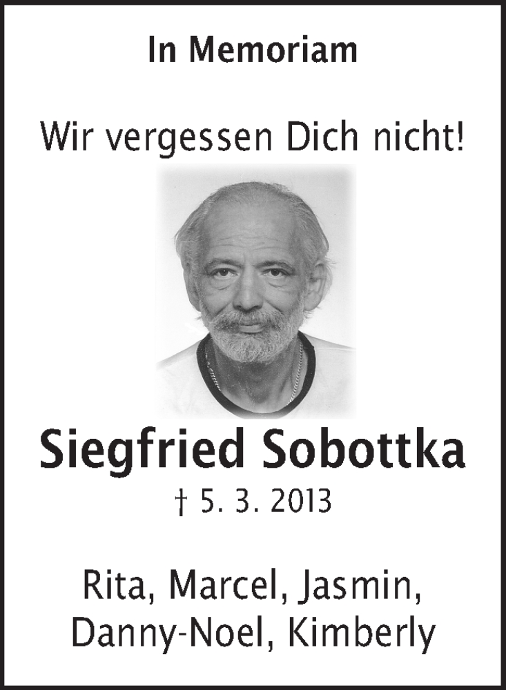  Traueranzeige für Siegfried Sobottka vom 05.03.2014 aus Waiblinger Kreiszeitung
