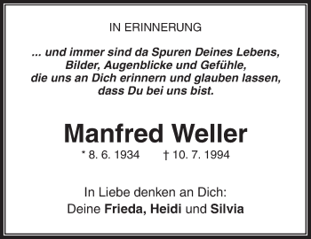 Traueranzeige von Manfred Weller von Waiblinger Kreiszeitung