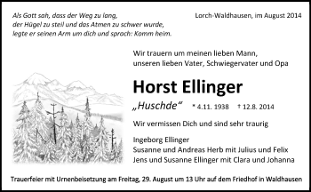 Traueranzeige von Horst Ellinger von Waiblinger Kreiszeitung
