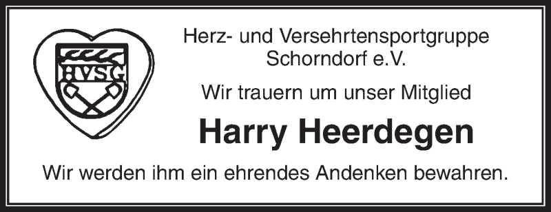  Traueranzeige für Harry Heerdegen vom 12.02.2015 aus Waiblinger Kreiszeitung