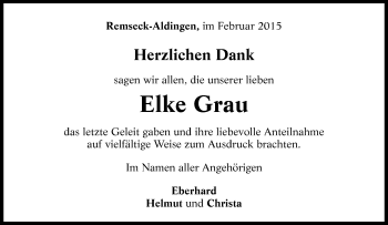 Traueranzeige von Elke Grau von Waiblinger Kreiszeitung