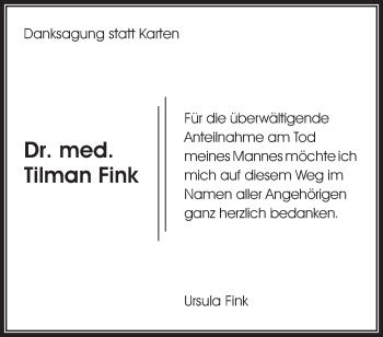 Traueranzeige von Tilman Fink von Waiblinger Kreiszeitung
