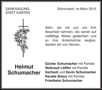 Traueranzeige von Helmut Schumacher von Waiblinger Kreiszeitung