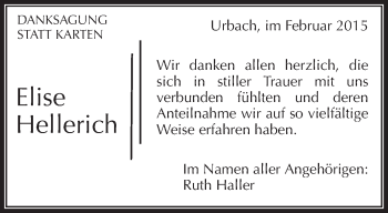 Traueranzeige von Elise Hellerich von Waiblinger Kreiszeitung