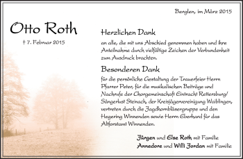 Traueranzeige von Otto Roth von Waiblinger Kreiszeitung