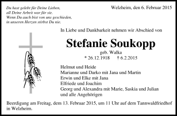 Traueranzeige von Stefanie Soukopp von Waiblinger Kreiszeitung