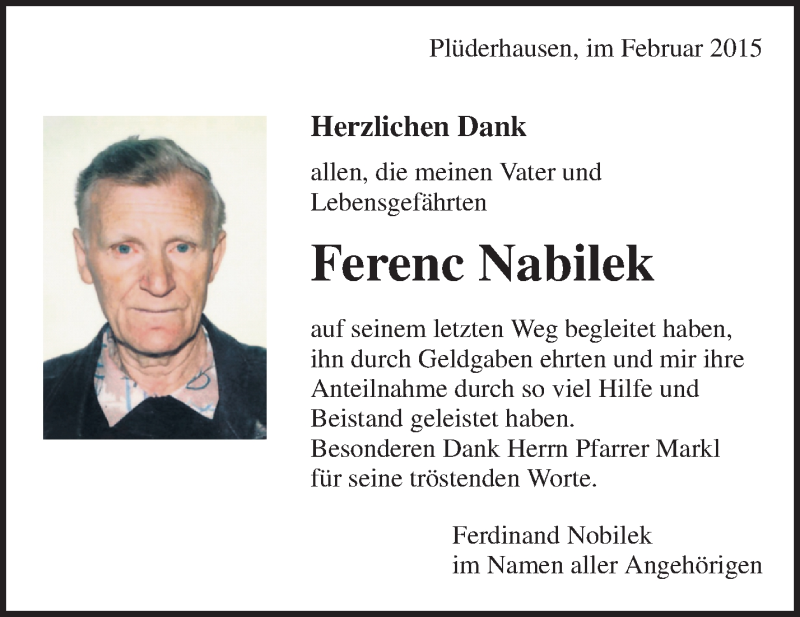  Traueranzeige für Ferenc Nabilek vom 05.03.2015 aus Waiblinger Kreiszeitung