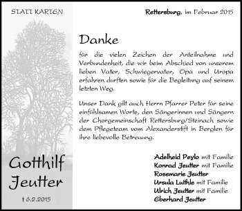 Traueranzeige von Gotthilf Jeutter von Waiblinger Kreiszeitung