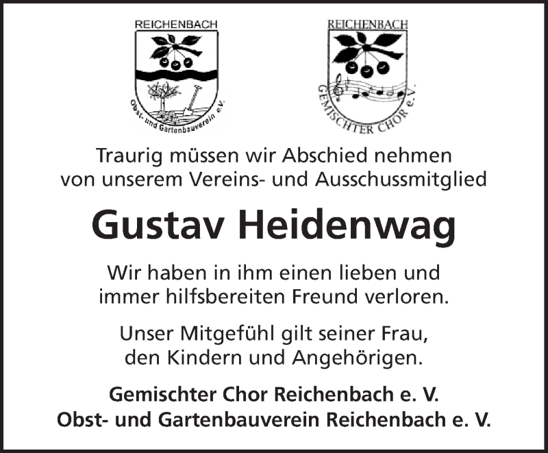  Traueranzeige für Gustav Heidenwag vom 17.02.2015 aus Waiblinger Kreiszeitung
