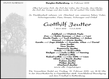 Traueranzeige von Gotthilf Jeutter von Waiblinger Kreiszeitung