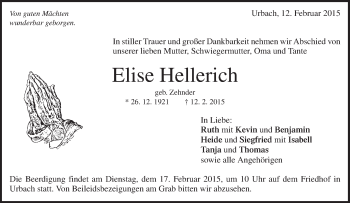 Traueranzeige von Elise Hellerich von Waiblinger Kreiszeitung