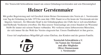 Traueranzeige von Heiner Gerstenmaier von Waiblinger Kreiszeitung