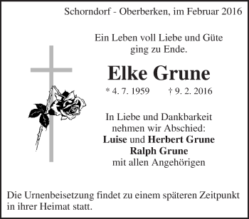 Traueranzeige von Elke Grune von Waiblinger Kreiszeitung
