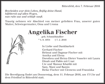 Traueranzeige von Angelika Fischer von Waiblinger Kreiszeitung