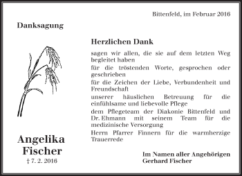 Traueranzeige von Angelika Fischer von Waiblinger Kreiszeitung