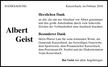 Traueranzeige von Albert Geist von Waiblinger Kreiszeitung