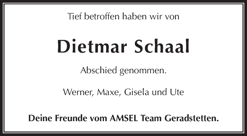  Traueranzeige für Dietmar Schaal vom 08.03.2016 aus Waiblinger Kreiszeitung