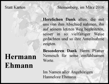Traueranzeige von Hermann Ehmann von Waiblinger Kreiszeitung