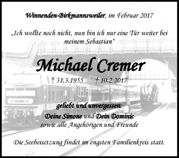 Traueranzeige von Michael Cremer von Waiblinger Kreiszeitung